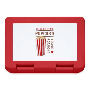 Das ironische Sprichwort „Leben mit Popcorn“ - Brotdose - Rot - Vorne