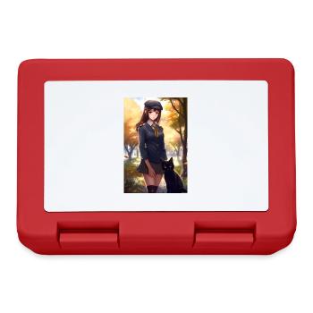 Anime Mädchen Manga Katze Geschenk - Brotdose - Rot - Vorne