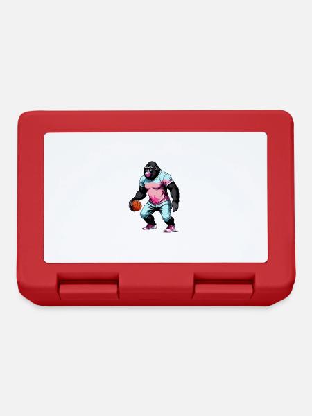 Gorilla Plays Basketball - Lunchbox - red