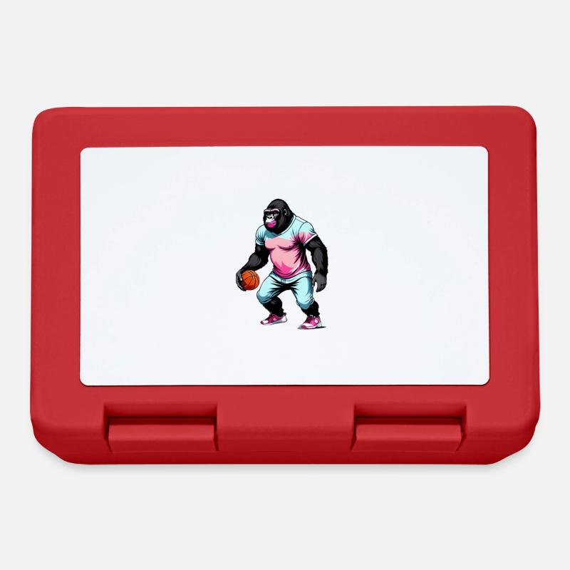 Gorilla Plays Basketball - Lunchbox - red