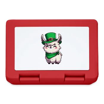 Süßes Lama St. Patricks Day Cartoon - Brotdose - Rot - Vorne