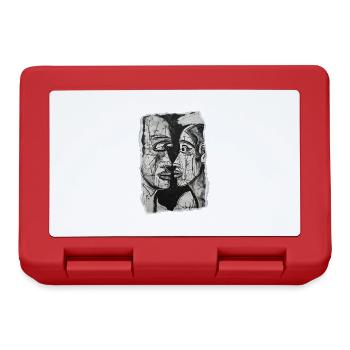 Abstract couple in black and white art - Lunchbox - red - Front