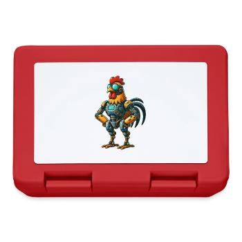 Roboter Huhn Hahn Henne Cyborg mechanisches Design - Brotdose - Rot - Vorne