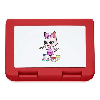 Katze Künstler Künstlerin malen Kunst Katzen - Brotdose - Rot - Vorne