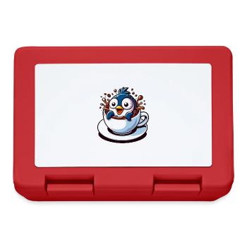 Lustiger Pinguin Kaffee Koffeinliebhaber - Brotdose - Rot - Vorne