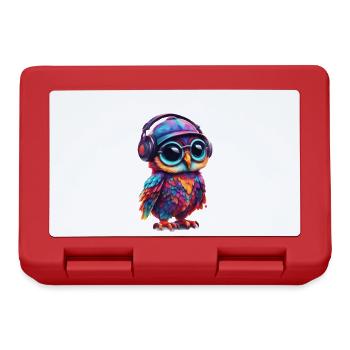 Mignon bébé hibou hibou dit salut - Boîte à goûter - rouge - Devant