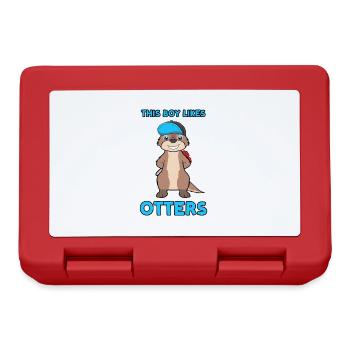 Boy Likes Otters Cooles Zitat Seeotter Waldtier - Brotdose - Rot - Vorne