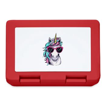 Cool unicorn portrait with sunglasses - Lunchbox - red - Front
