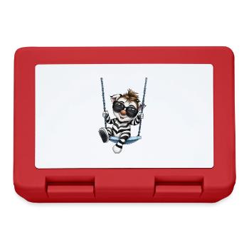 Süßes Zebra beim Schaukeln im Comicstil - Brotdose - Rot - Vorne