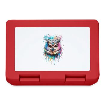 eule,graffiti,malerei,bunt, Aquarell - Brotdose - Rot - Vorne