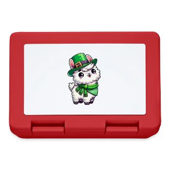 St. Patrick's Day Llama Cartoon - Lunchbox - red - Front