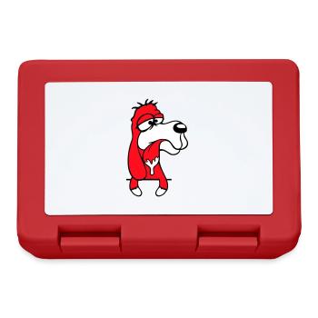 Dog Behind Wall Fence Drooling Spit Tongue Funny - Lunchbox - red - Front
