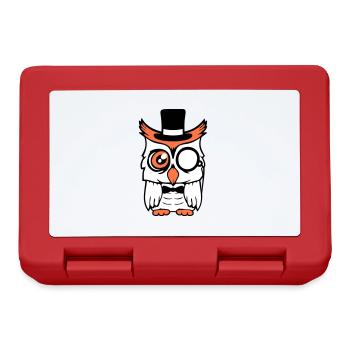 Sir Eule Zylinder Hut Monokel Brille reicher Herr - Brotdose - Rot - Vorne