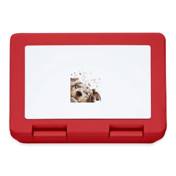 Dog Curious Australian Shepherd Dog - Lunchbox - red - Front