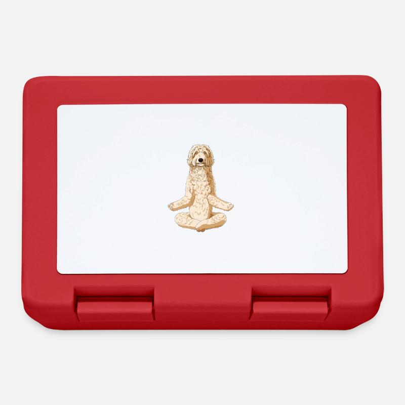Meditating Labradoodle Dog - Lunchbox - red