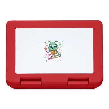 ALFREDO - Beautiful boy name with cute alien - Lunchbox - red - Front