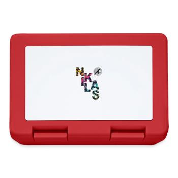 NIKLAS - Beautiful boy name with dinosaur - Lunchbox - red - Front