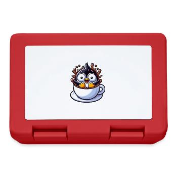 Pinguin Kaffee Kaffeetrinker liebt Koffein - Brotdose - Rot - Vorne