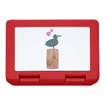 Seagull Wooden Pole Beach Summer Baltic Sea North Sea Sea - Lunchbox - red - Front