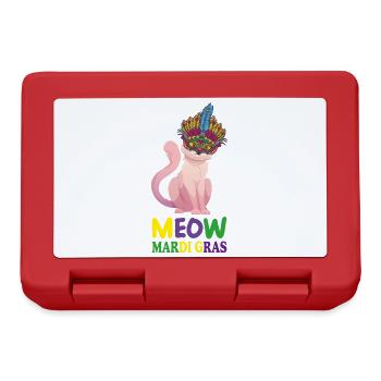 Funny Cats, Meow Mardi Gras, Meow, Mardi Gras Cats - Lunchbox - red - Front