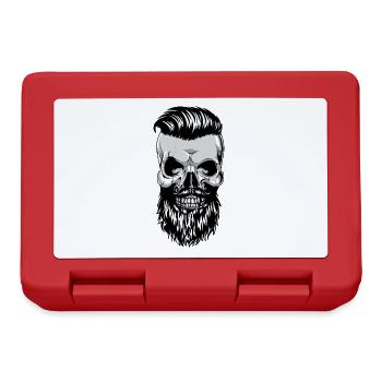 Hipster Skull Totenkopf mit Bart - Brotdose - Rot - Vorne