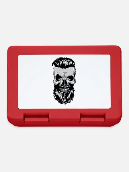 Hipster Skull tête de mort avec barbe - Boîte à goûter - rouge
