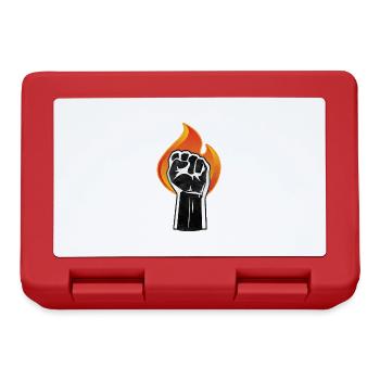 Angehobene Faust brennt | schwarzes Power-Symbol - Brotdose - Rot - Vorne