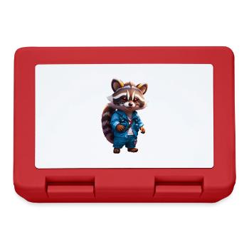Happy Chibi raccoon racoon in jeans - Lunchbox - red - Front