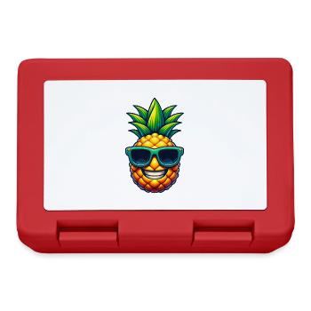 Cool Pineapple with Sunglasses Kawaii - Lunchbox - red - Front