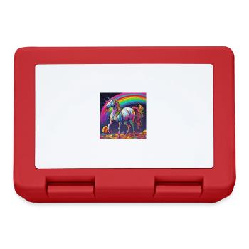Licorne, coloré, couleur, arc-en-ciel, bande dessinée - Boîte à goûter - rouge - Devant