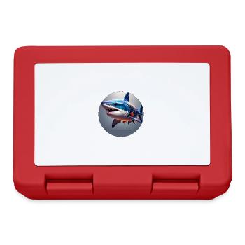 requin, coloré, paillettes, paillettes, bleu, argent - Boîte à goûter - rouge - Devant