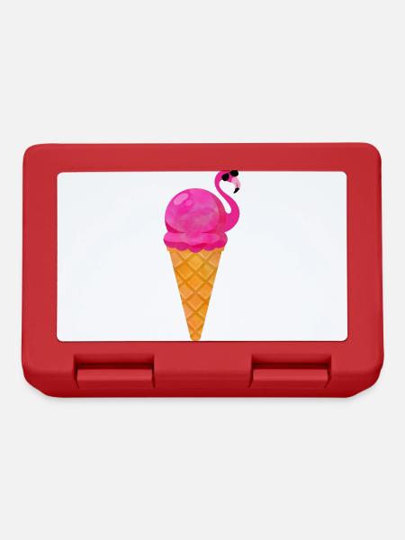Ice Eiscreme Waffeleis Eiskugel Flamingo Eis - Brotdose - Rot