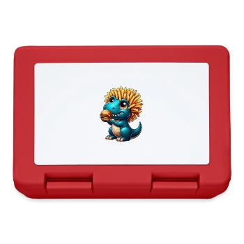 T-Rex Dinosaurier Fast Food Burger Pommes - Brotdose - Rot - Vorne