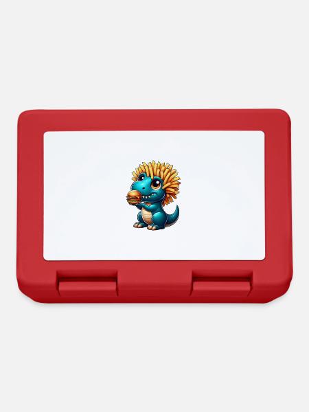 T-Rex Dinosaurier Fast Food Burger Pommes - Brotdose - Rot