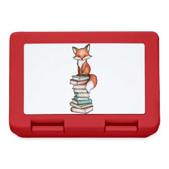 Fox on stack of books - Lunchbox - red - Front