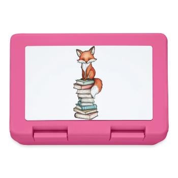 Fuchs auf Bücherstapel - Brotdose - Pink - Vorne