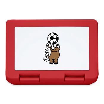 Pferd Fußball Ball spiel Kopfball Verein Fan Hobby - Brotdose - Rot - Vorne