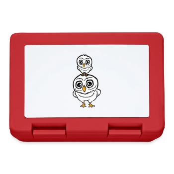 2 hiboux Papa Maman Enfant Bébé Famille Mère Père - Boîte à goûter - rouge - Devant