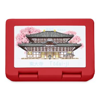 Nara Todai-ji, World Heritage, Temple in Japan Drawing - Lunchbox - red - Front