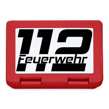 Feuerwehr Schriftzug 112 Schwarz - Brotdose - Rot - Vorne