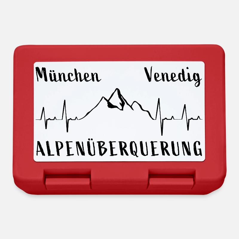 München Venedig Alpenüberquerung Herzschlag Berge - Brotdose - Rot