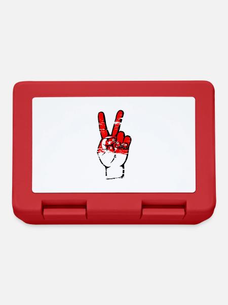 Singapur Flagge Frieden Victory Symbol used - Brotdose - Rot