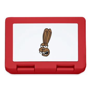 Hase Kaninchen Häschen Cartoon albern Hasenzähne - Brotdose - Rot - Vorne