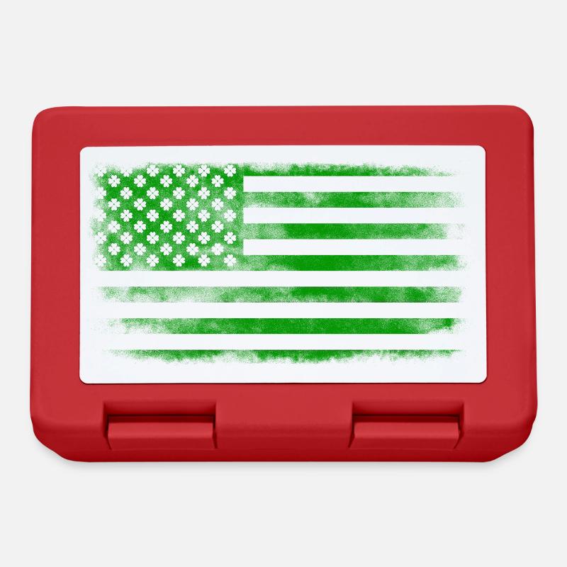Drapeau de la Saint-Patrick irlandais américain lavé - Boîte à goûter - rouge
