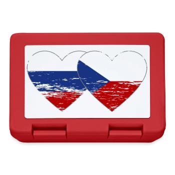 Russland Tschechien Flagge Herz Flagge used - Brotdose - Rot - Vorne