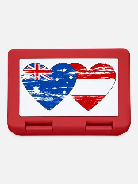 Australia Austria Flag Heart Flag used - Lunchbox - red