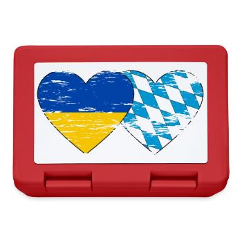 Ukraine Bayern Flagge Herz used - Brotdose - Rot - Vorne