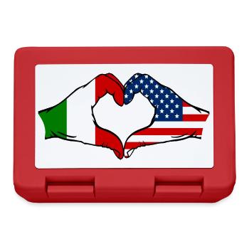 Italy USA heart shape with hands - Lunchbox - red - Front