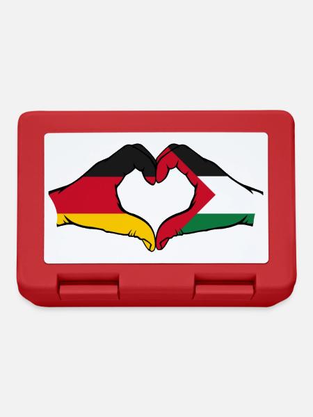 Deutschland Palästina Herzform mit Hände - Brotdose - Rot