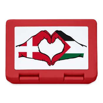 Denmark Palestine heart shape with hands - Lunchbox - red - Front
